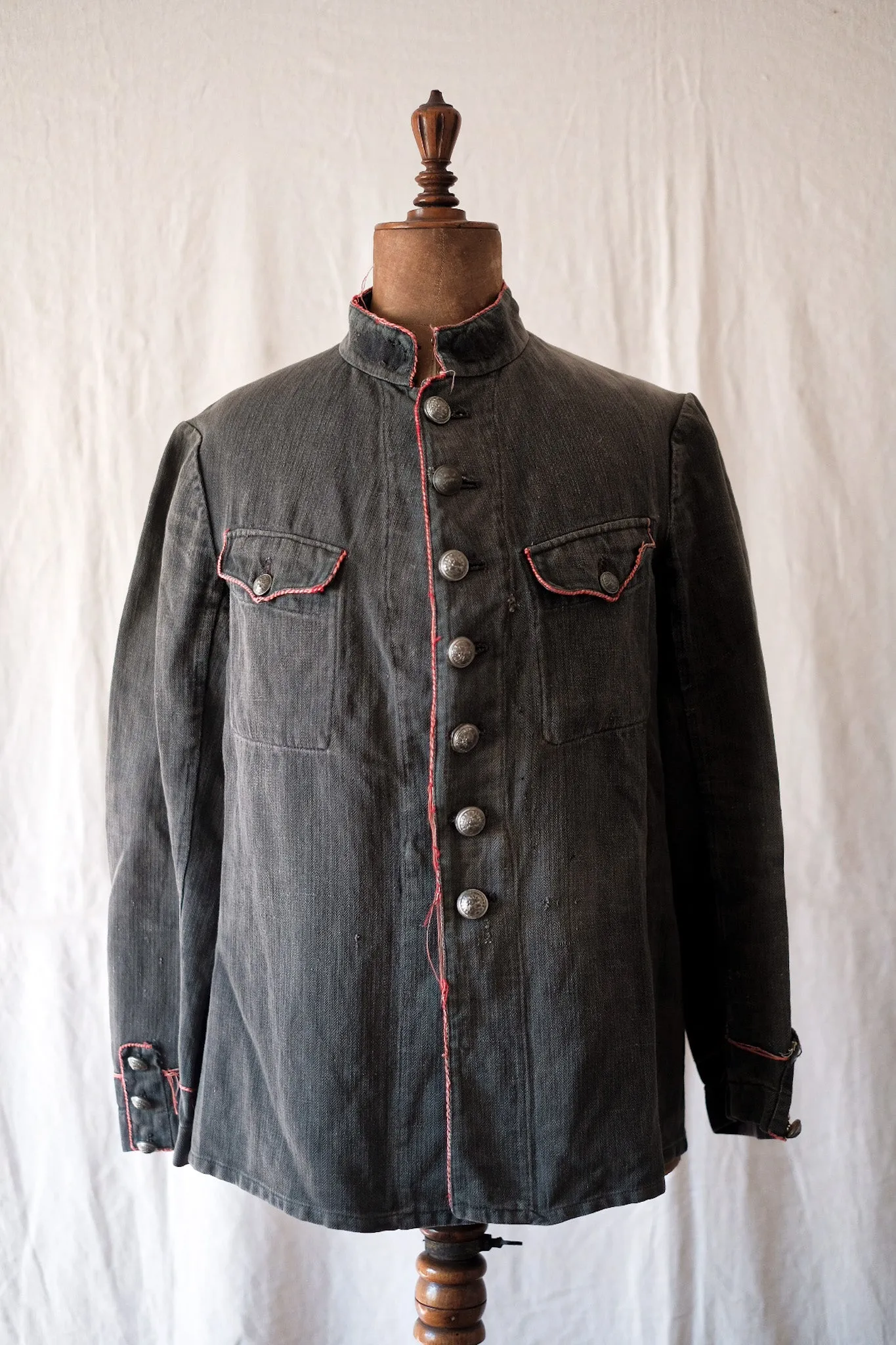 [~ 10's] Veste de pompier HBT vintage en lin noir vintage