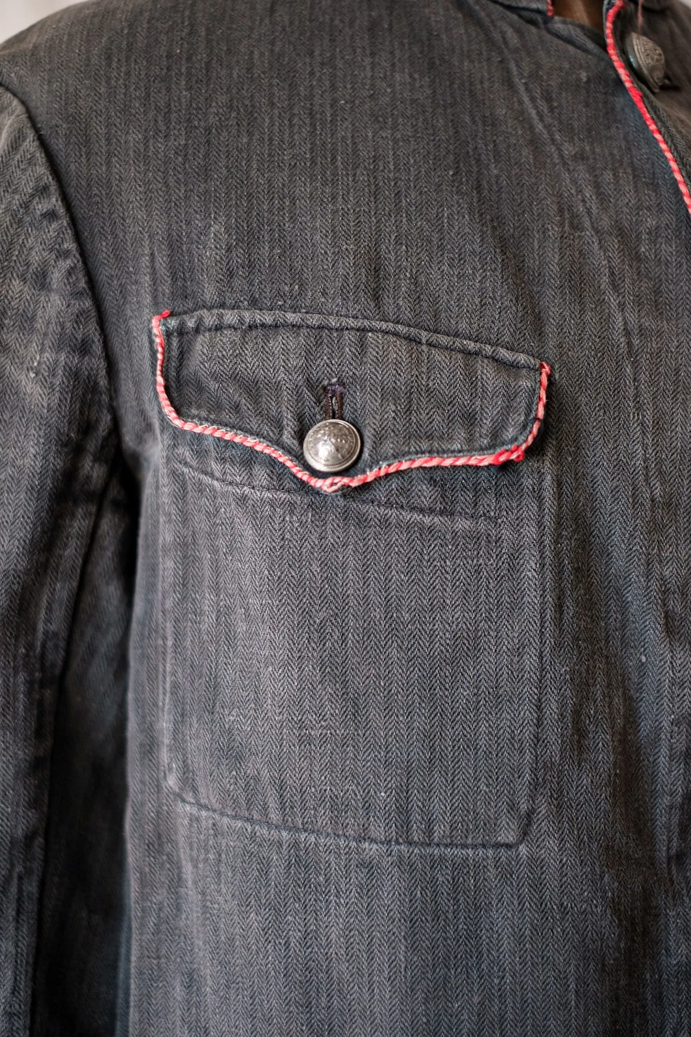 [~ 10's] Veste de pompier HBT vintage en lin noir vintage