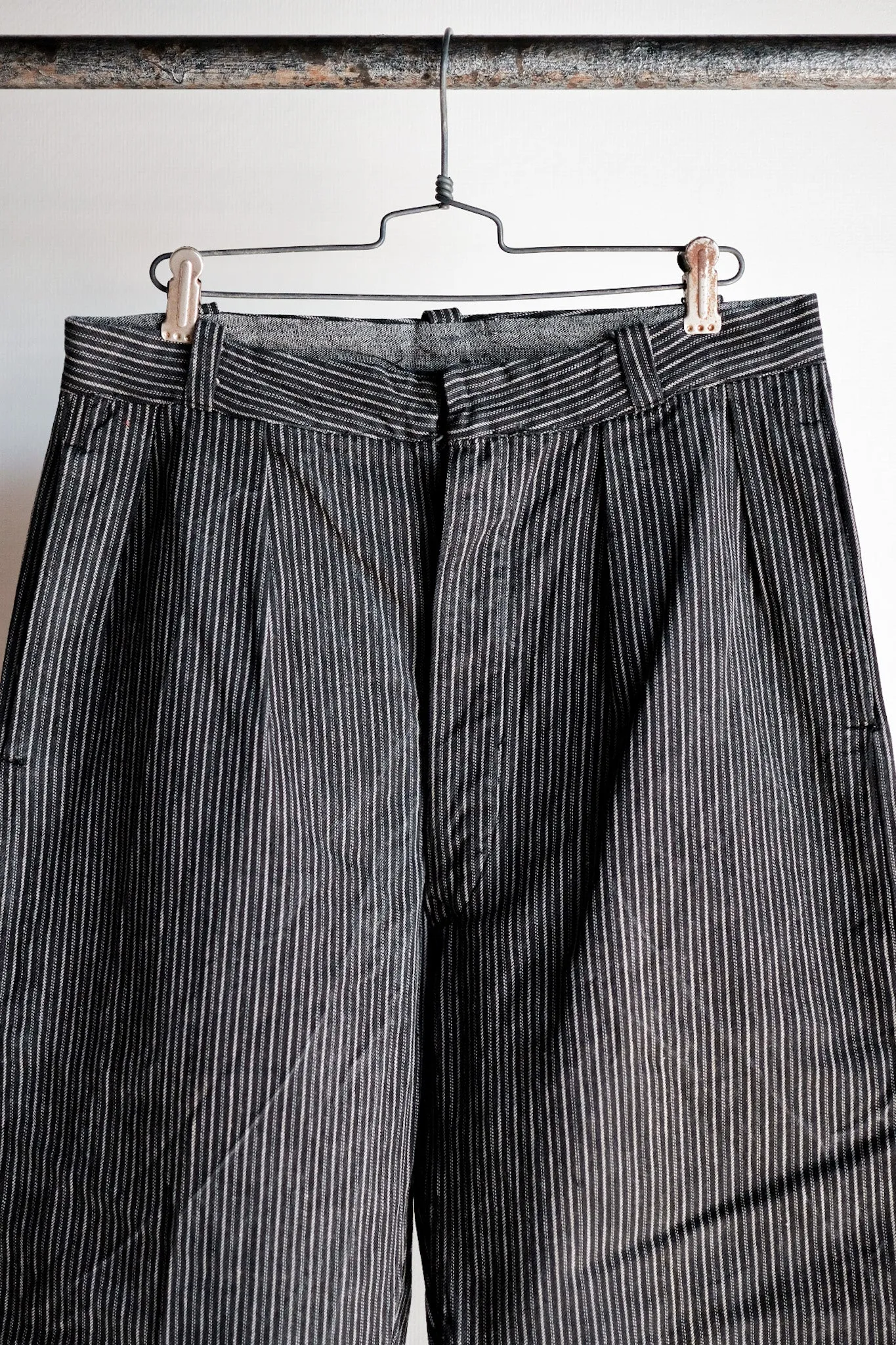 【~ 40'S】 Pantalon de travail à rayures en coton vintage français