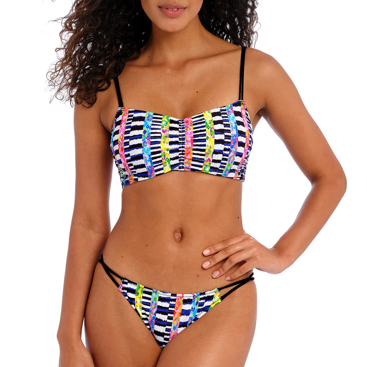 Bas de bikini taille basse Electro rave multi Freya swim