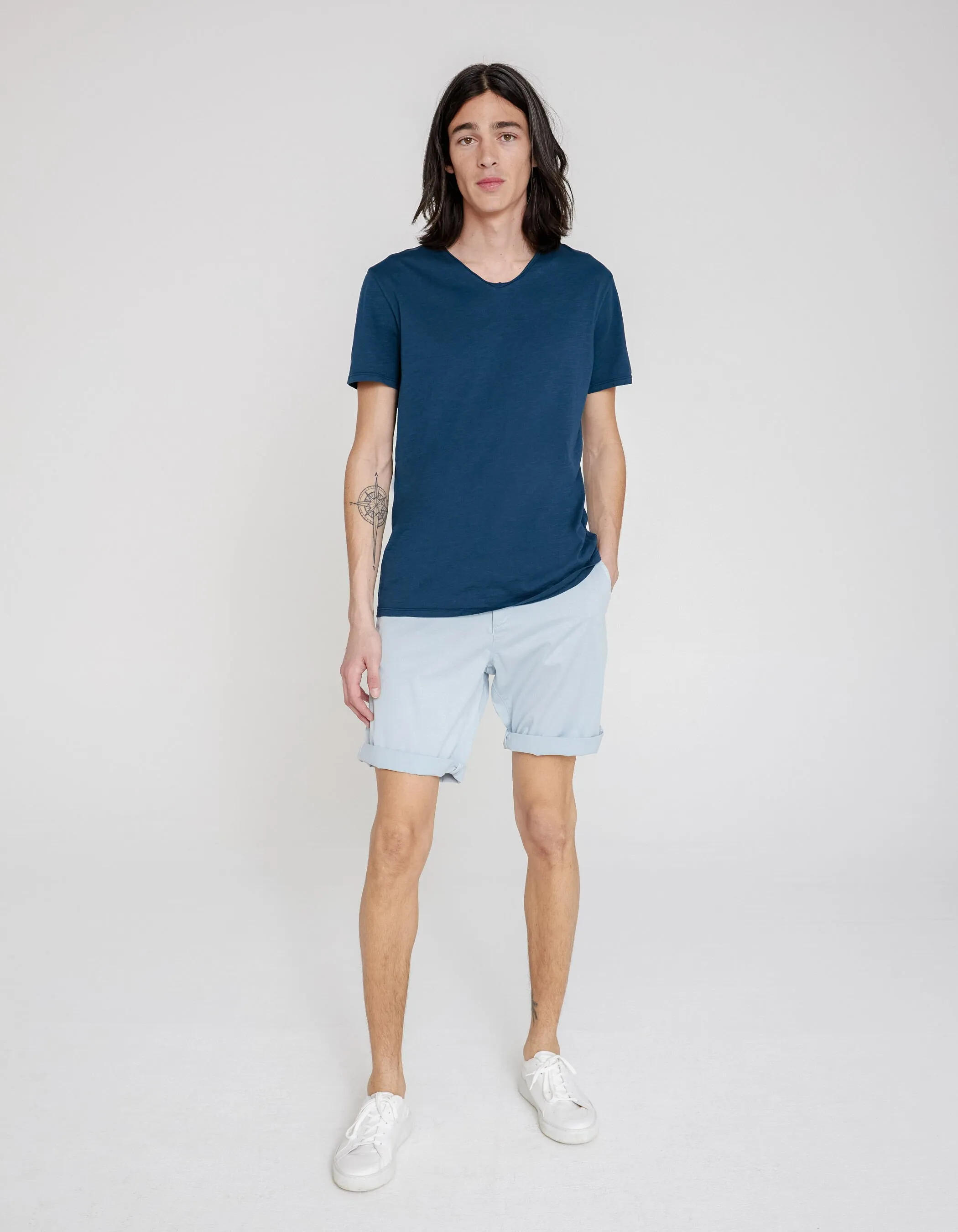 Bermuda chino TAPERED azur Homme
