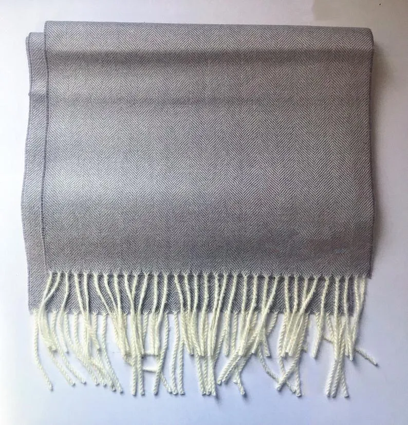 Bicolor Purple & White Scarf in Baby Alpaca