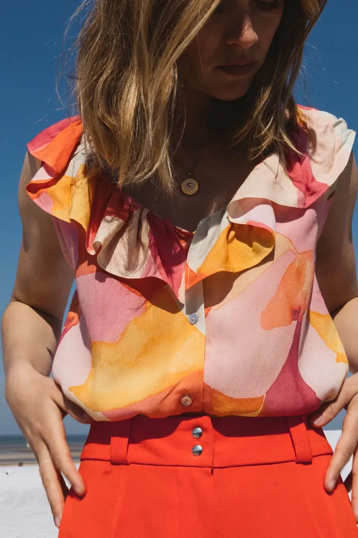 blouse limette imprimé aquarelle
