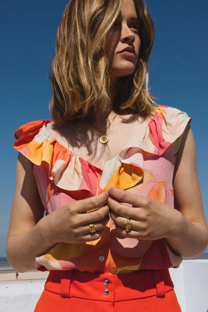 blouse limette imprimé aquarelle