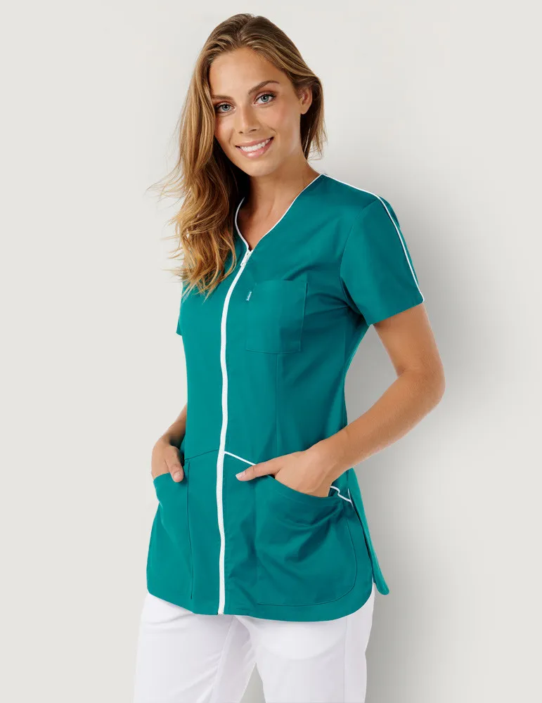 Blouse médicale femme bleu marine et blanc VIC | Fabrication française