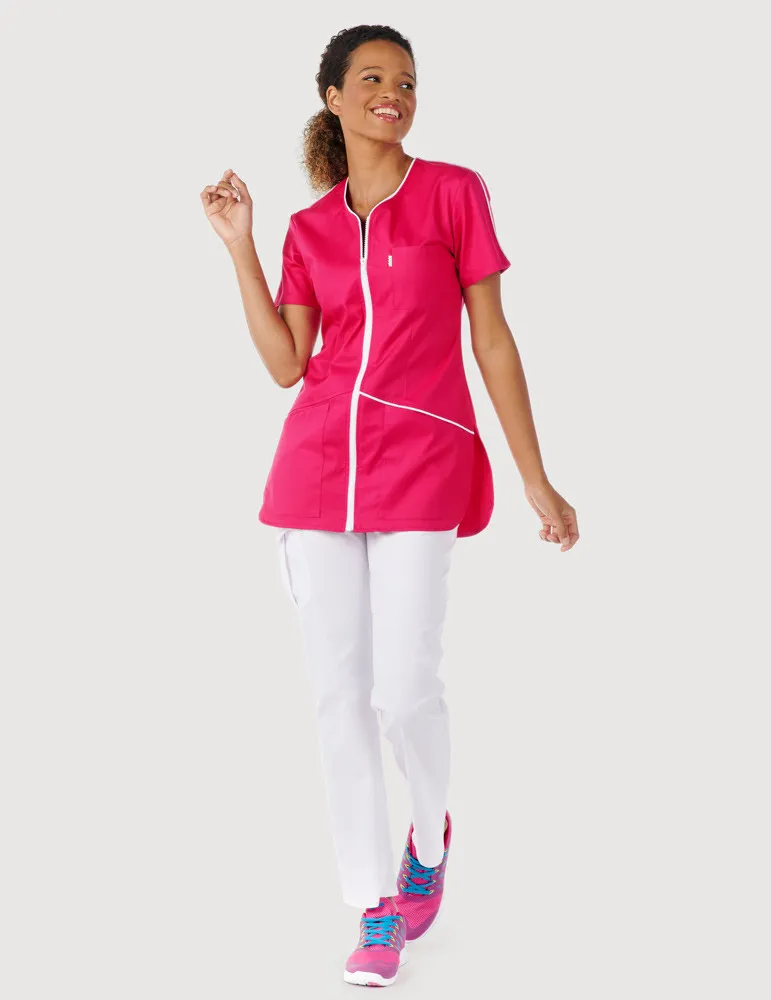 Blouse médicale femme bleu marine et blanc VIC | Fabrication française