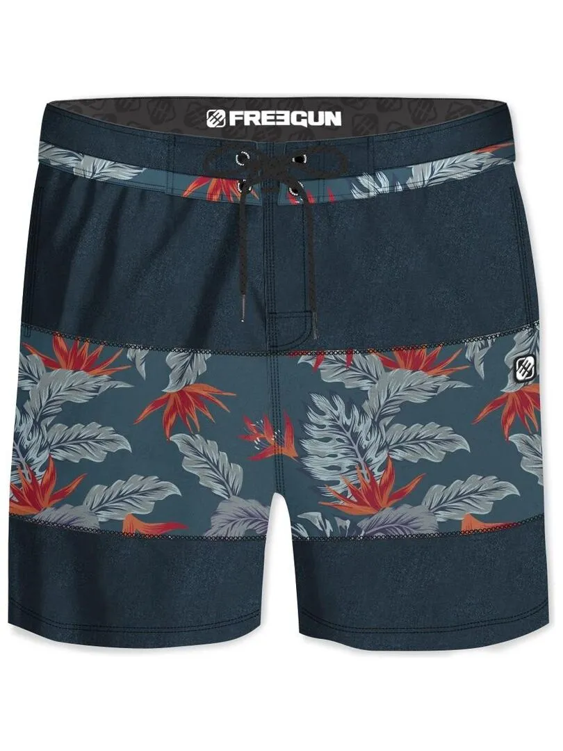 Boardshort long homme touché coton Flow Freegun - Gris