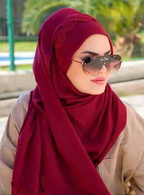 Burgundy - Plain - Cotton - Instant Scarf