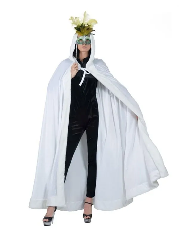Cape avec capuche aspect velours adulte (noir, rouge ou blanc)