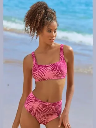Haut de bikini bustier imprimé palmiers tendance