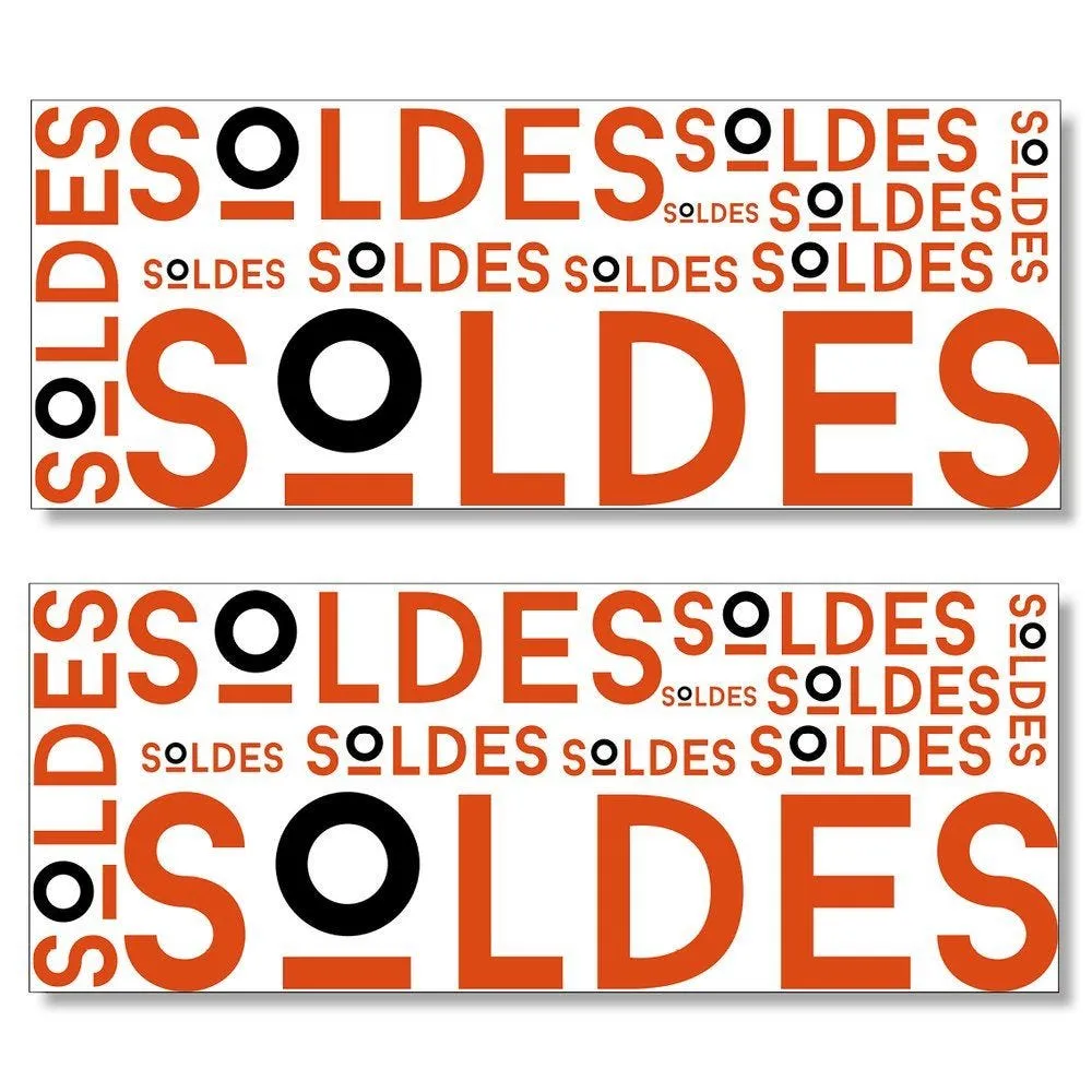 Kit affiches soldes rouge et noir horizontales 100x40cm
