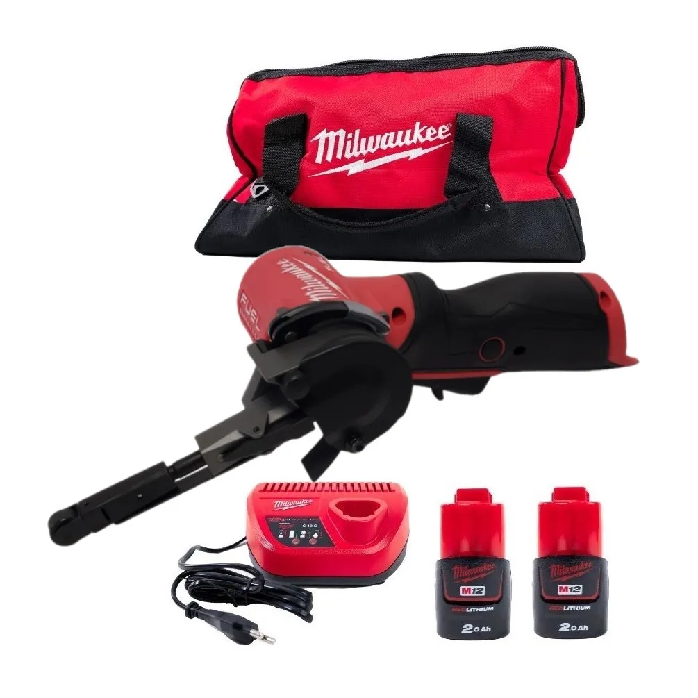 Milwaukee M12FBFL10-202B PONCEUSE A BANDE 10MM - 2 X 2.0Ah Batterie + Chargeur En Sac De Transport » 