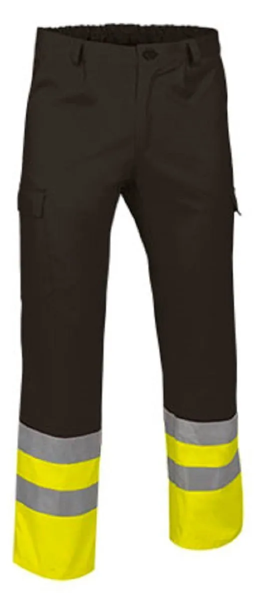Pantalon de travail - REF TRAIN - noir et jaune fluo 
