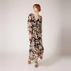 Robe longue imprimée cache-coeur noir | 3 Suisses