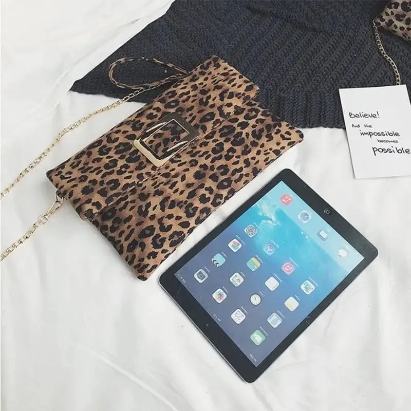 Sac Pochette Léopard Marron