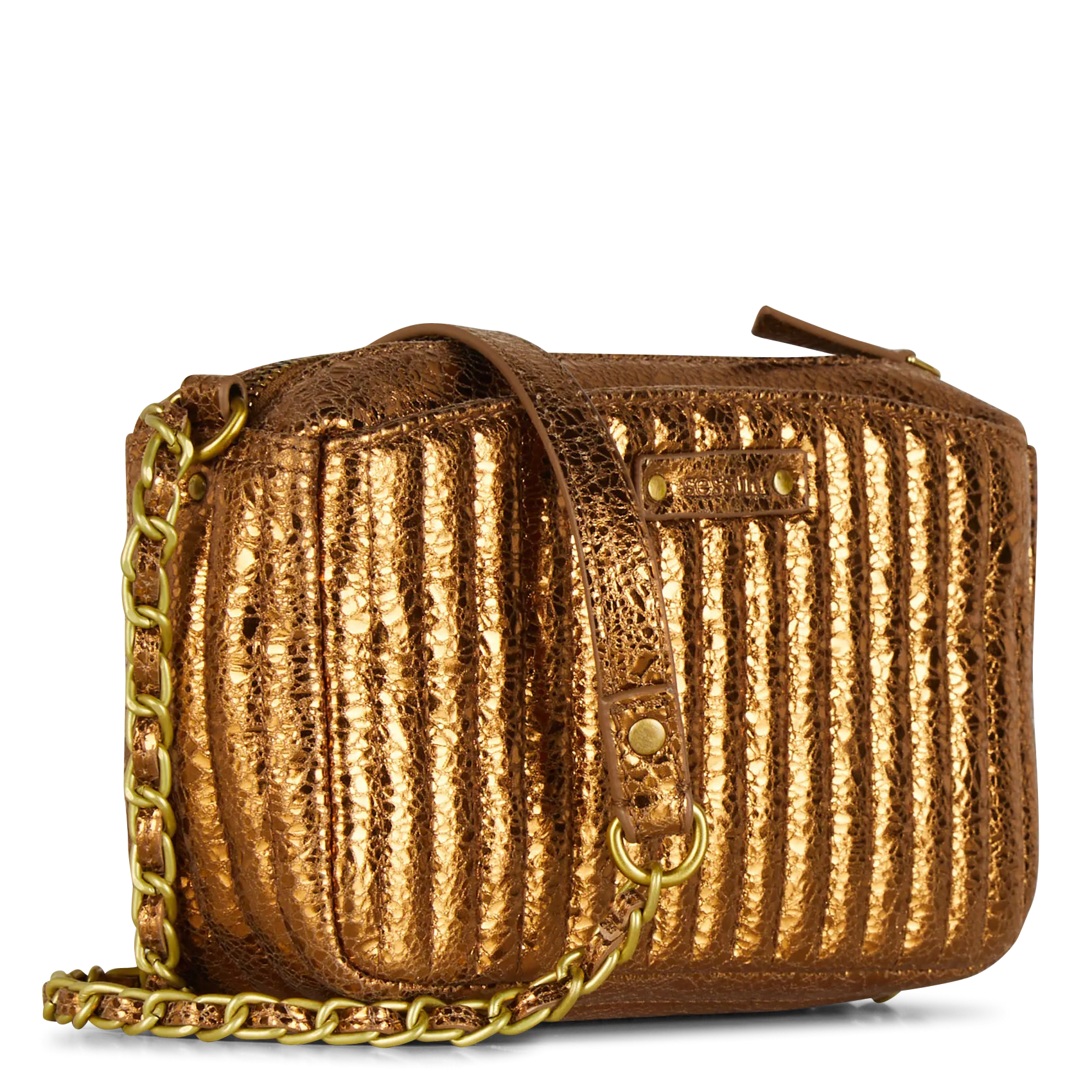 SESSUN  Petit sac bandoulière en cuir velours divinou - Doré