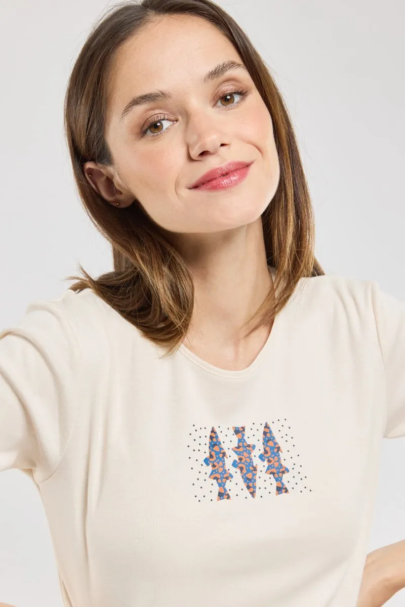 T-shirt manches longues "poissons"- coton